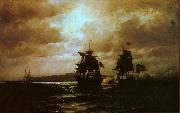 Eduardo de Martino Combate naval oil on canvas